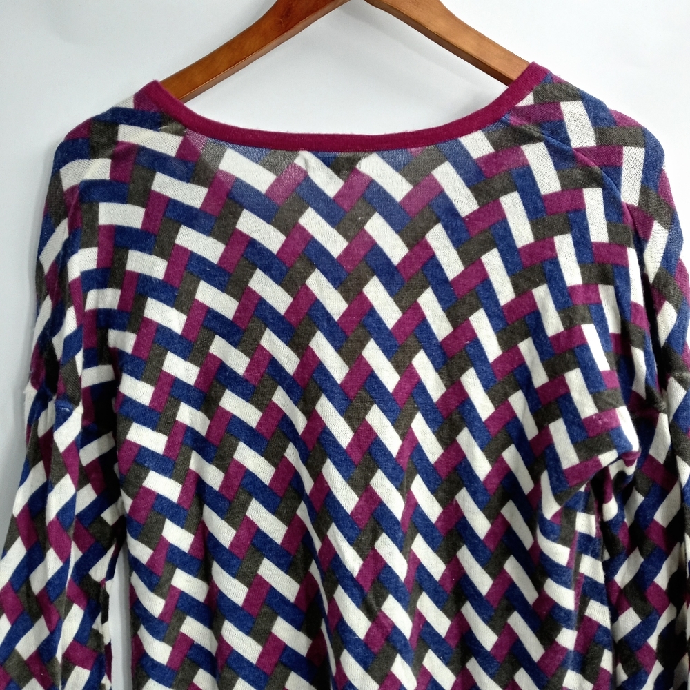 Bensimon Geometric Print Wool V Neck Sweater - Picture 6 of 8